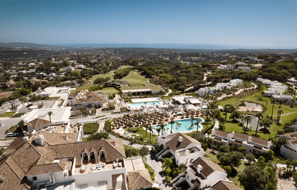 Aerial view of SO/ Sotogrande, its gardens and outdoor pools